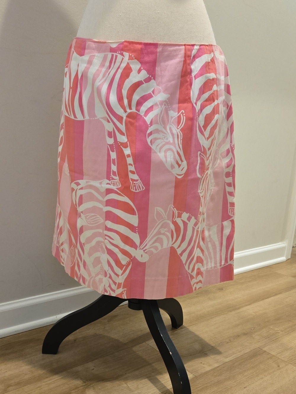 Pink Zebra-Print A-Line Skirt